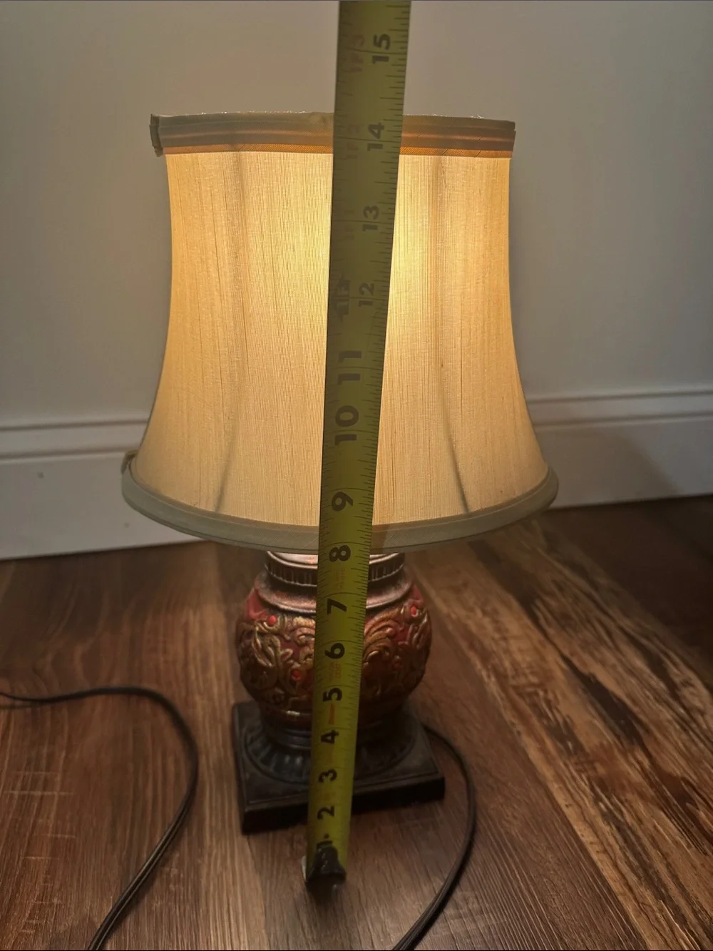 Classic Red and Gold Decorative Table Lamp with Cream Shade